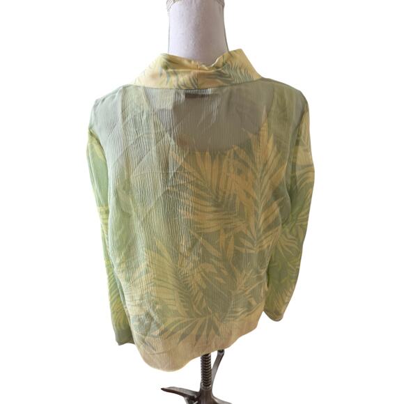 Tommy Bahama Silk Tank & Open Front Top Yellow Tropical Print L - Picture 5 of 8